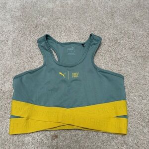 Puma Green and Yellow Athletic Bra